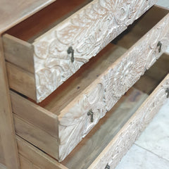 The Attic Jodhpur Wooden Chest of Drawer White Wash D45