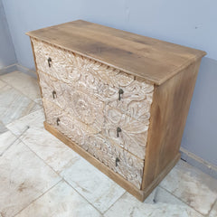 The Attic Jodhpur Wooden Chest of Drawer White Wash D45