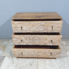 The Attic Jodhpur Wooden Chest of Drawer White Wash D45