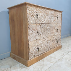 The Attic Jodhpur Wooden Chest of Drawer White Wash D45