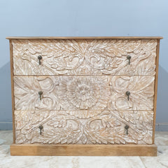 The Attic Jodhpur Wooden Chest of Drawer White Wash D45