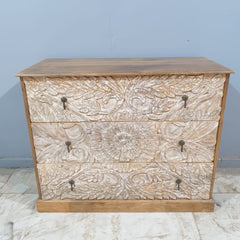 The Attic Jodhpur Wooden Chest of Drawer White Wash D45
