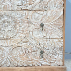 The Attic Jodhpur Wooden Chest of Drawer White Wash D45