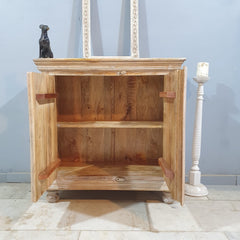 Indian Furniture Hand Carved Solid Wood Cabinet 90x40x90 Cm Whitewash