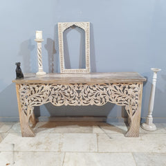 Indian Furniture Hand Carved Solid Wood Console Table 150x40x75 cm