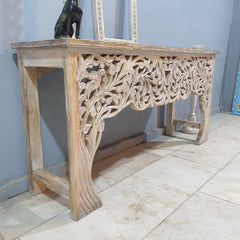 Indian Furniture Hand Carved Solid Wood Console Table 150x40x75 cm