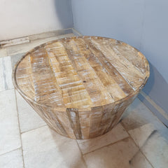 Nirvana Round Rustic Reclaimed Wood Tapered Coffee Table Natural C89