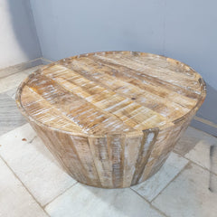 Nirvana Round Rustic Reclaimed Wood Tapered Coffee Table Natural C89