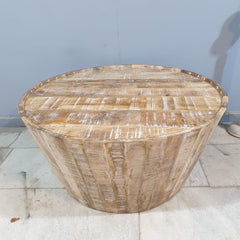 Nirvana Round Rustic Reclaimed Wood Tapered Coffee Table Natural C89