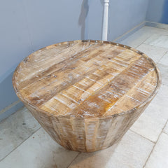 Nirvana Round Rustic Reclaimed Wood Tapered Coffee Table Natural C89