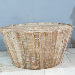 Nirvana Round Rustic Reclaimed Wood Tapered Coffee Table Natural C89