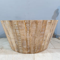 Nirvana Round Rustic Reclaimed Wood Tapered Coffee Table Natural C89