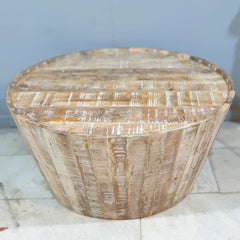 Nirvana Round Rustic Reclaimed Wood Tapered Coffee Table Natural C89