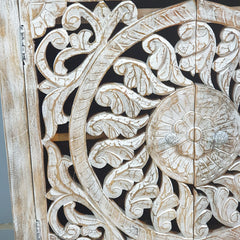Indian Furniture Hand Carved Solid Wood Cabinet 90x40x90 Cm Whitewash