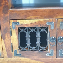 Takat Metal Jali Natural Indian Corner TV Cabinet 46