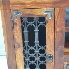 Takat Metal Jali Natural Indian Corner TV Cabinet 46
