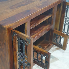 Takat Metal Jali Natural Indian Corner TV Cabinet 46