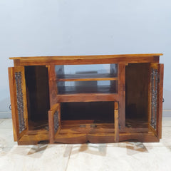 Takat Metal Jali Natural Indian Corner TV Cabinet 46
