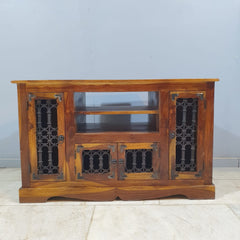 Takat Metal Jali Natural Indian Corner TV Cabinet 46