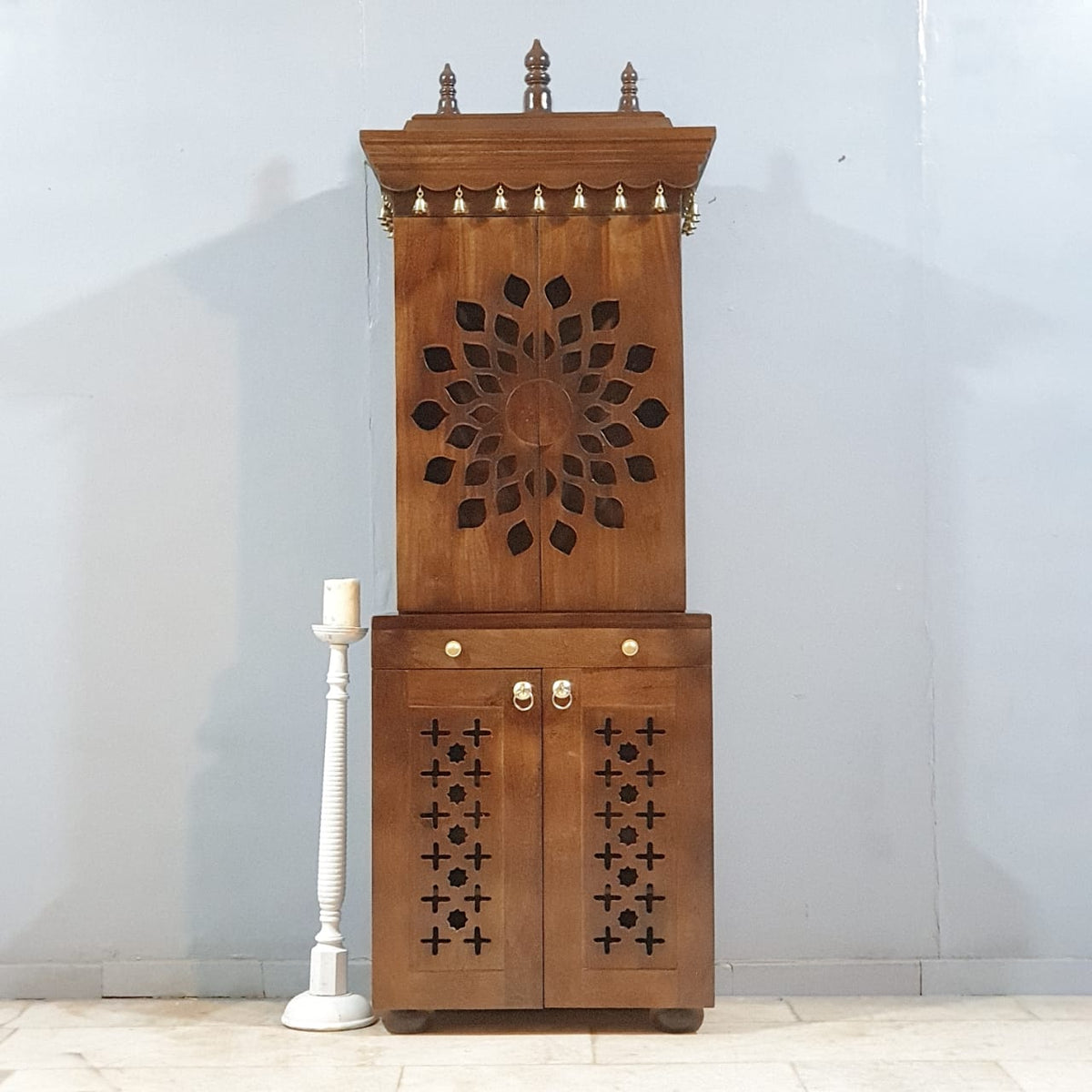 Large Sized Handmade Sheesham Wood Home Temple in Brown