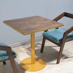 Metal Pedestal With Wooden Top Dining Table Set 17