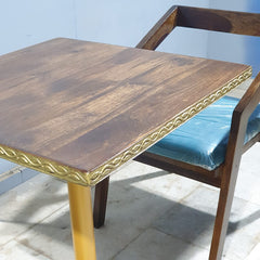 Metal Pedestal With Wooden Top Dining Table Set 17