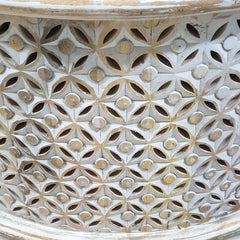 Bristol Indian Solid Mango Wood Round Coffee Table Whitewash C91