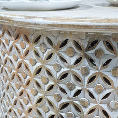 Bristol Indian Solid Mango Wood Round Coffee Table Whitewash C91