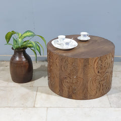 Bristol Indian Solid Mango Wood Round Coffee Table  C88