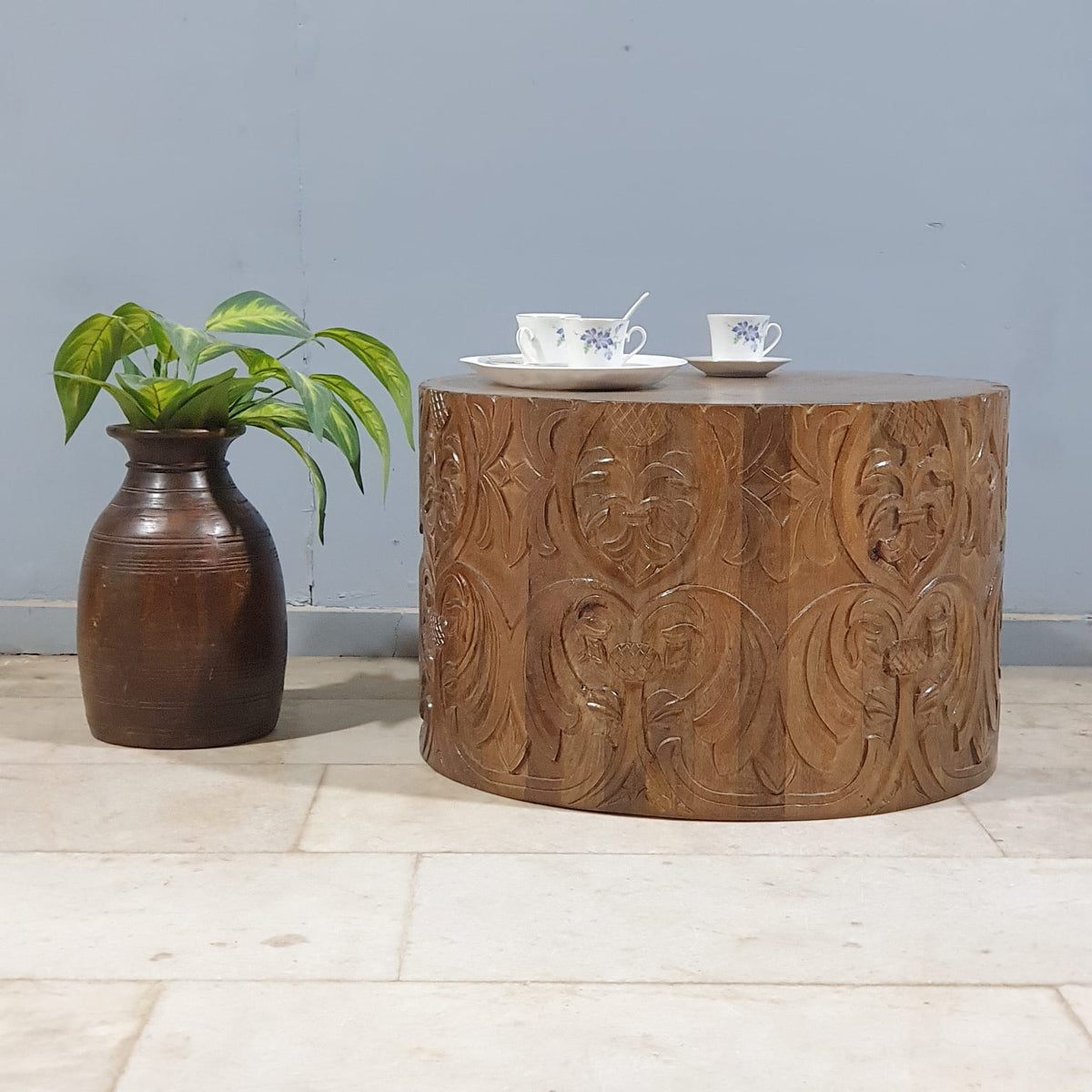 Bristol Indian Solid Mango Wood Round Coffee Table  C88