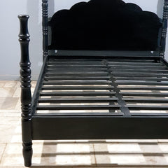 Colonial Handmade Carved Solid Wood 4 Post Queen Size Bed Black