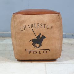 Polo Charleston Aged Leather Brown Ottoman