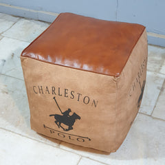 Polo Charleston Aged Leather Brown Ottoman