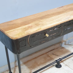 Industrial Pipe Fittings Slim 2 Drawers Sofa Console Table Steampunk