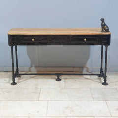 Industrial Pipe Fittings Slim 2 Drawers Sofa Console Table Steampunk