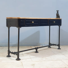 Industrial Pipe Fittings Slim 2 Drawers Sofa Console Table Steampunk