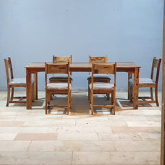 Indian Hand Carved Sheesham Wood Dining Table Set 19