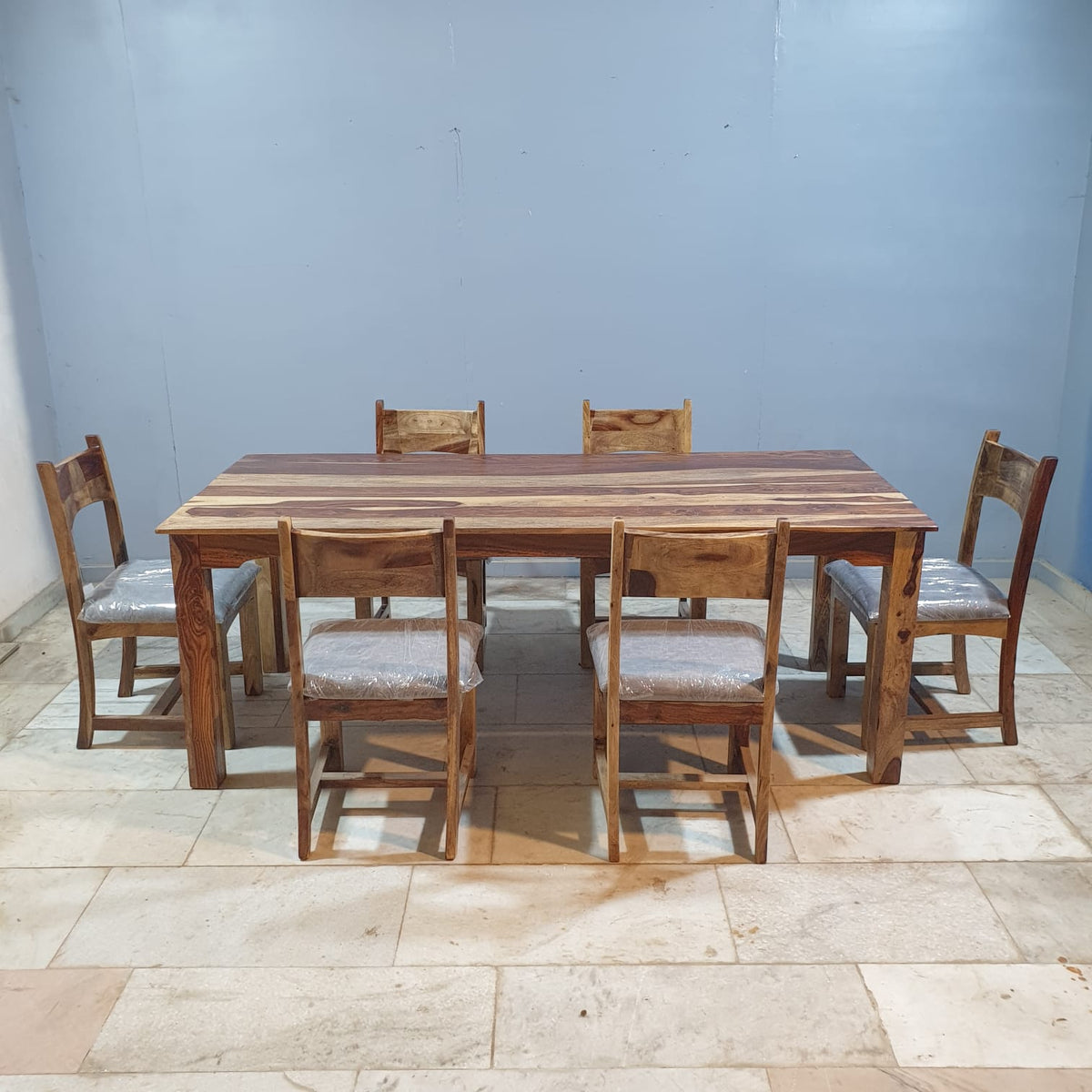 Indian Hand Carved Sheesham Wood Dining Table Set 19