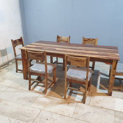 Indian Hand Carved Sheesham Wood Dining Table Set 19