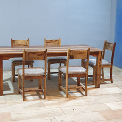 Indian Hand Carved Sheesham Wood Dining Table Set 19