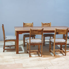 Indian Hand Carved Sheesham Wood Dining Table Set 19