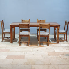 Indian Hand Carved Sheesham Wood Dining Table Set 19