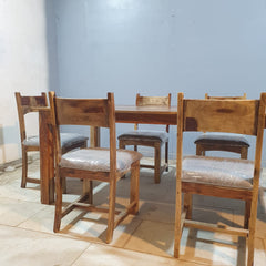 Indian Hand Carved Sheesham Wood Dining Table Set 19