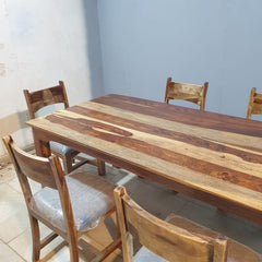 Indian Hand Carved Sheesham Wood Dining Table Set 19