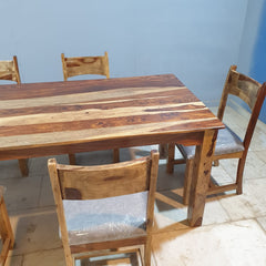 Indian Hand Carved Sheesham Wood Dining Table Set 19