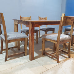 Indian Hand Carved Sheesham Wood Dining Table Set 19