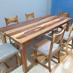 Indian Hand Carved Sheesham Wood Dining Table Set 19