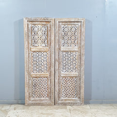 Indian Vintage Antique Hand Carved Solid Wooden Carved 2 x panels 31
