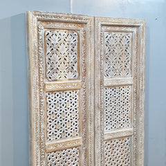 Indian Vintage Antique Hand Carved Solid Wooden Carved 2 x panels 31
