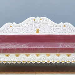 Mughal Garden Hand Carved 3 Seater Sofa Daybed White 180x60x85 cm